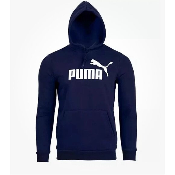 Puma Men's Essentials Big Logo Hoodie Size Large Peacoat navy blue NWT - Picture 1 of 4